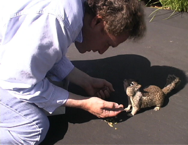 Roger Silber and wild squirrel friend.
